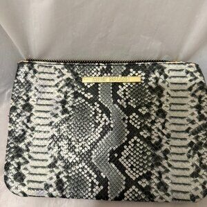 Steve Madden Faux Snakeskin Zip Clutch Pouch Bag Gray Black